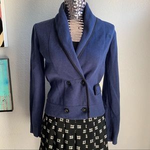 G-Star Knit Shawl Navy Blue Aviator Cardigan Sz M
